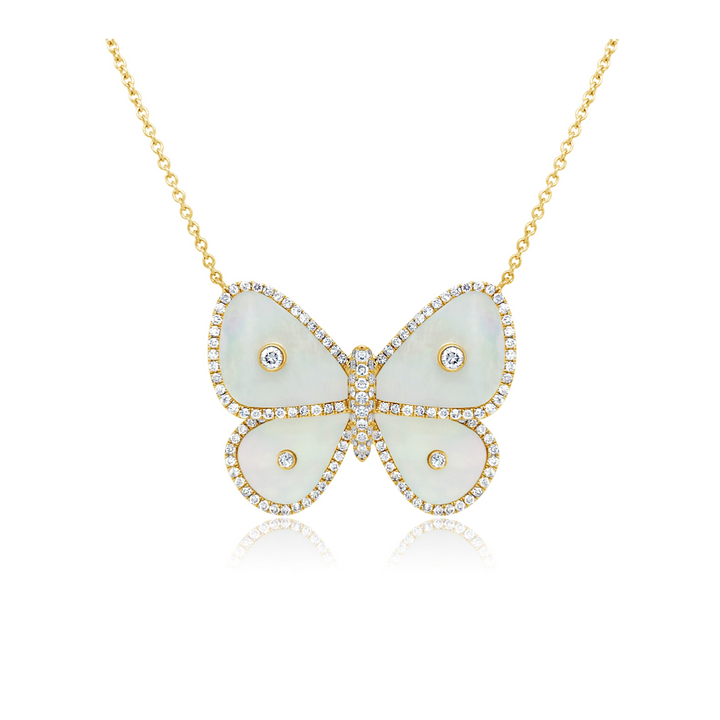 Diamond and Mother of Pearl Butterfly Pendant