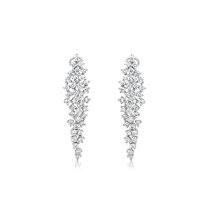 Long Diamond Cluster Earrings