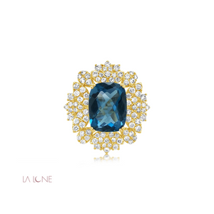 Diamond and Blue Topaz Ring - LaLune