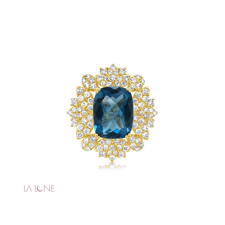 Diamond and Blue Topaz Ring - LaLune