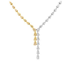 Two-Tone Luxury Pear Shape Diamond Drop Necklace