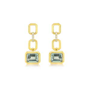 Diamond and Green Amethyst Link Earrings - Doves by Doron Paloma