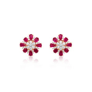 Diamond Studs With Removable Diamond and Ruby Jacket