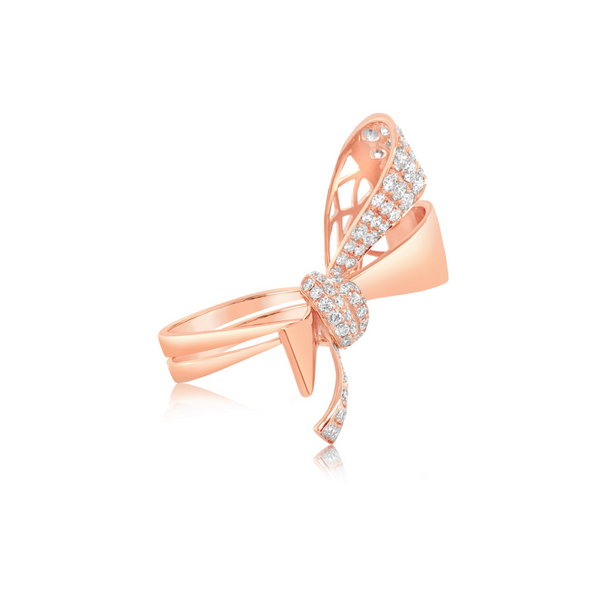 Rose Gold Oversize Diamond Bow Ring Amor Fine Jewelry