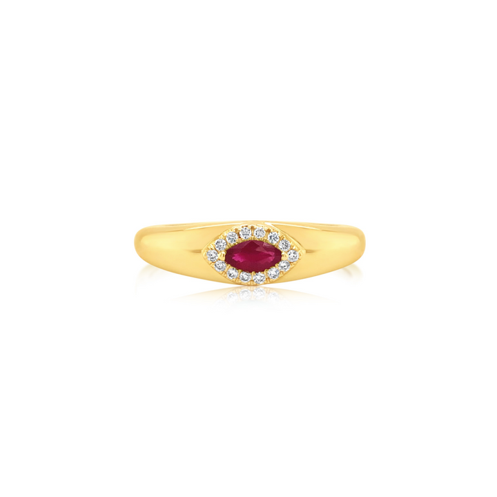 Marquise Shape Ruby and Diamond Ring