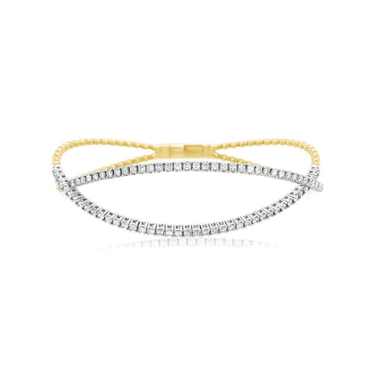 Two-Tone Open Front Diamond Crossover Bangle