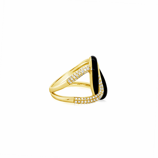 Linked Diamond and Onyx Ring Amor Fine Jewelry