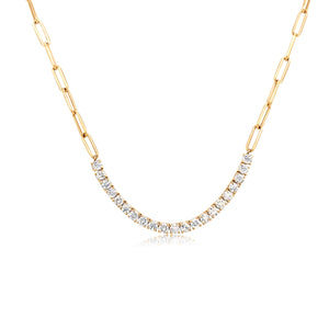 Paperclip Chain Diamond Tennis Necklace