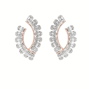 Two-Tone Fanned Diamond Statement Earrings