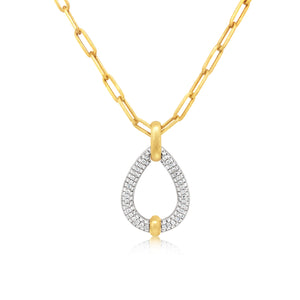 Large Paperclip Chain Open Diamond Pear Necklace