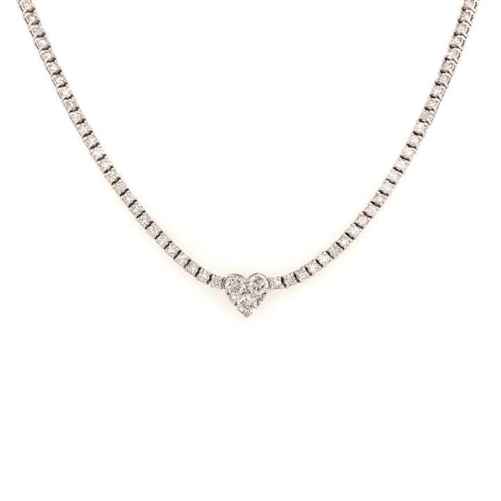 Diamond Heart Tennis Necklace