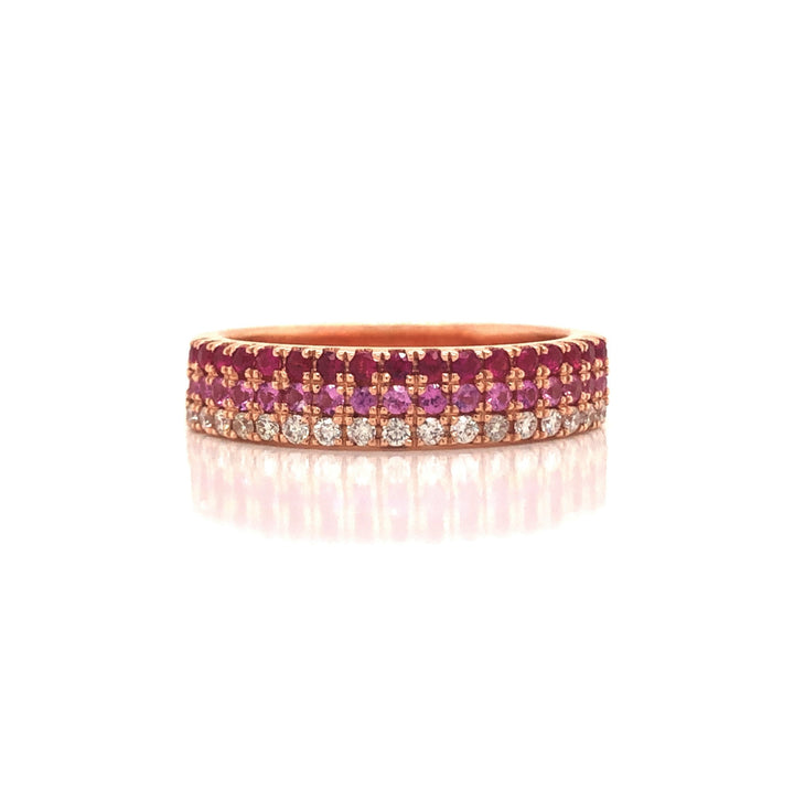 Pink Sapphire and Ruby Ombré Ring
