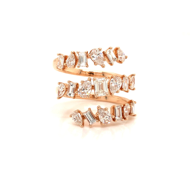 Rose Gold Multi-Shape Diamond Spiral Ring