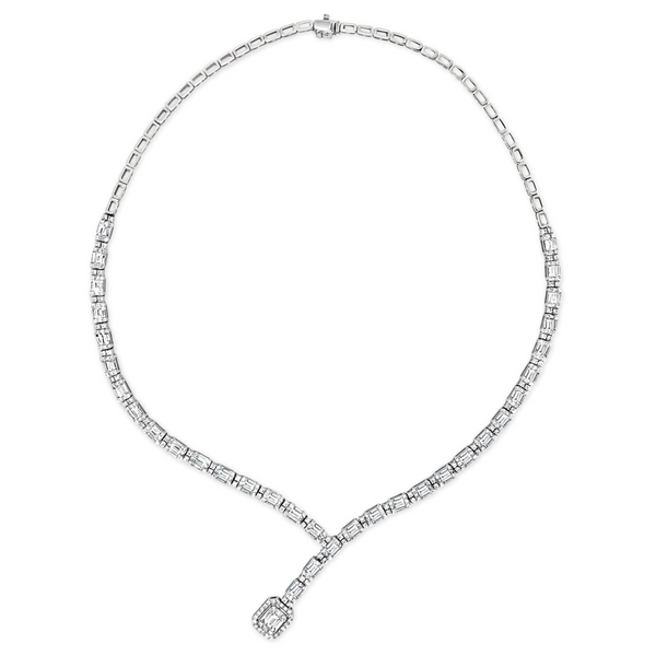 Hanging EmeraldShape Illusion Diamond Necklace Amor Fine Jewelry