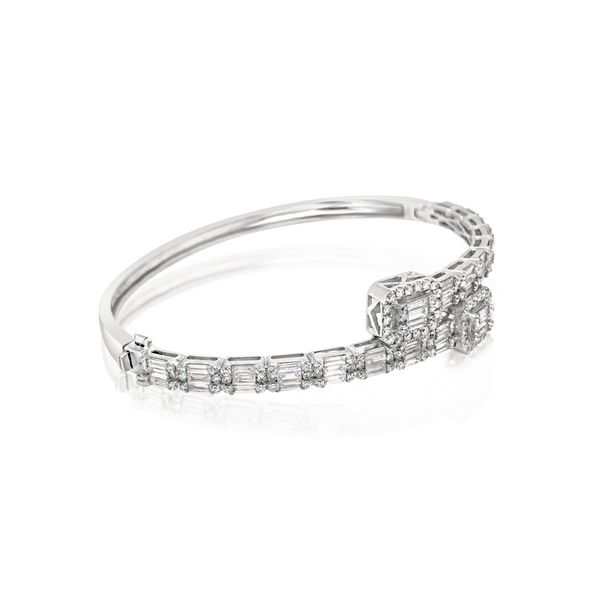 White Gold Back and Forth Diamond Bangle Amor Fine Jewelry