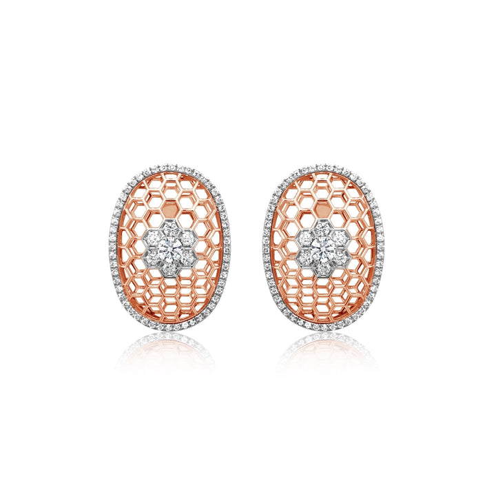 Rose Gold Diamond Honeycomb Earrings
