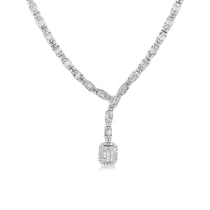 Hanging Emerald-Shape Illusion Diamond Necklace