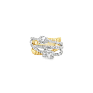 Two-Tone Crisscross Diamond Ring