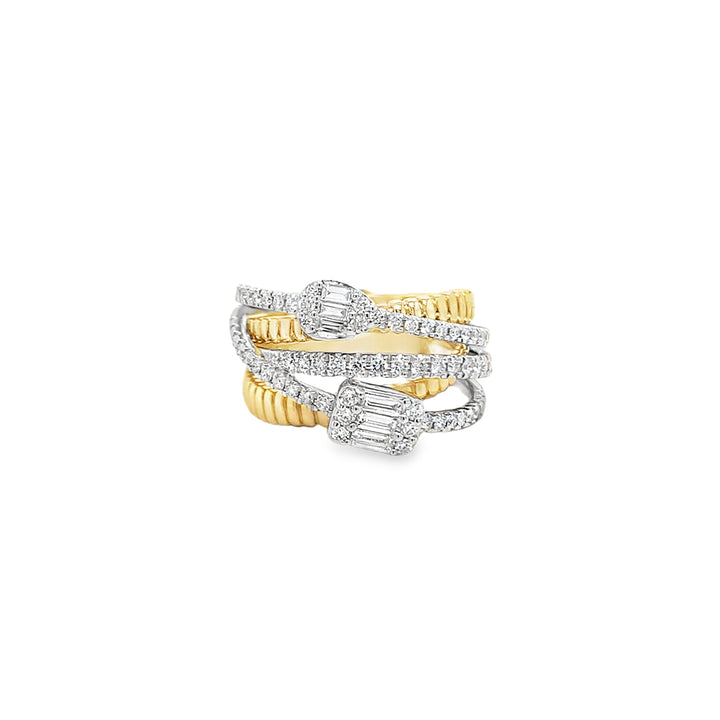 Two-Tone Crisscross Diamond Ring