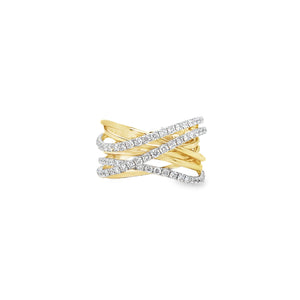 Two-Tone Crisscross Diamond Ring