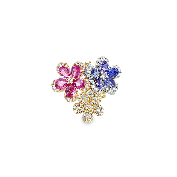 Tri-Color Flower Ring