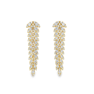 Diamond Leaf Drop Earrings