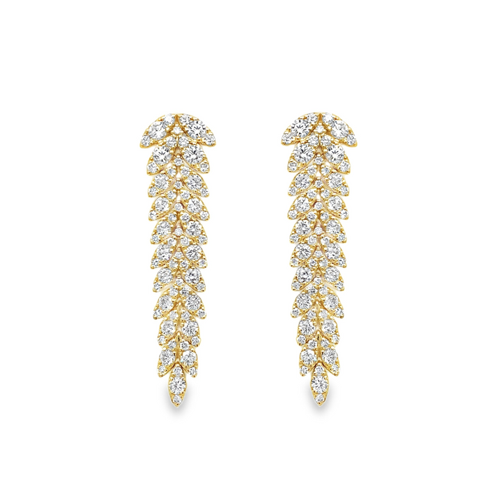 Diamond Leaf Drop Earrings