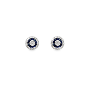 Sapphire and Diamond Button Stud Earrings