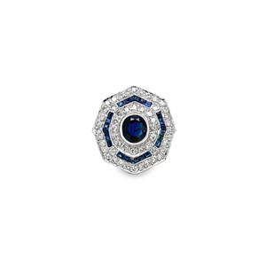 Geometric Sapphire and Diamond Ring - Estate Item