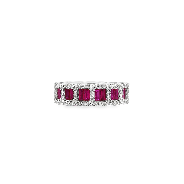 Diamond-Framed Ruby Eternity Ring