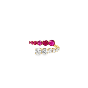 Graduated Ruby and Diamond Bypass Ring