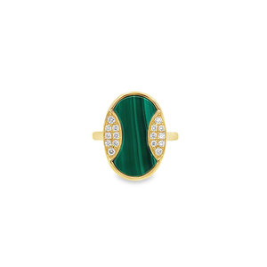 Oval Malachite and Diamond Ring - Doves by Doron Paloma