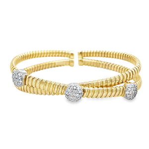 Fluted Gold Diamond Crossover Bangle