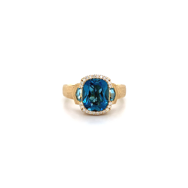 Satin Finish Blue Topaz Ring