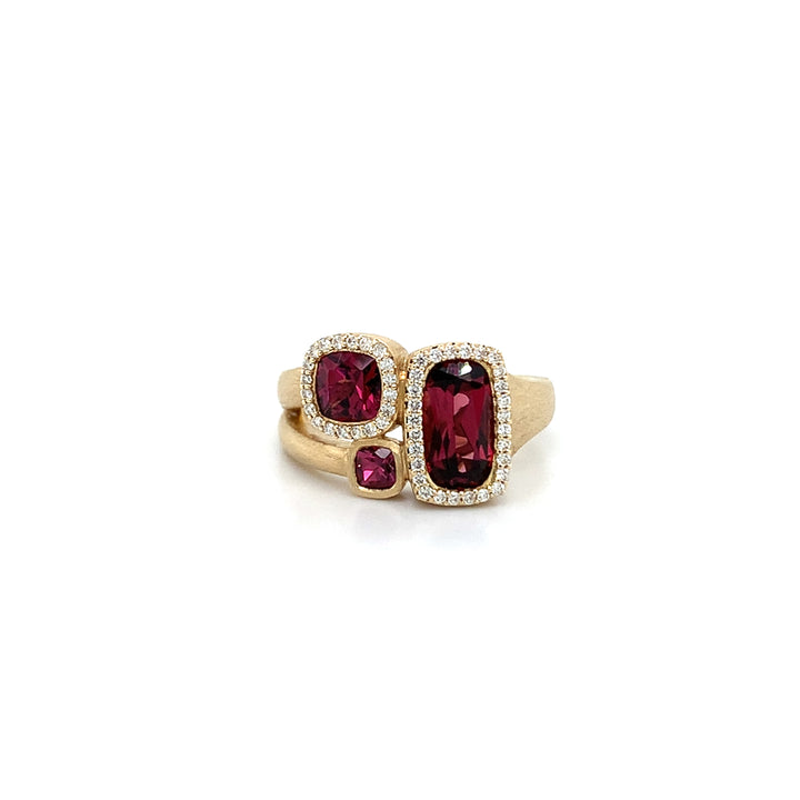 Satin Finish Rhodolite Garnet Ring