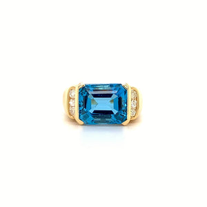 Blue Topaz and Diamond Ring - Estate Item