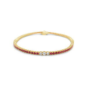 Thin Diamond and Ruby Tennis Bracelet