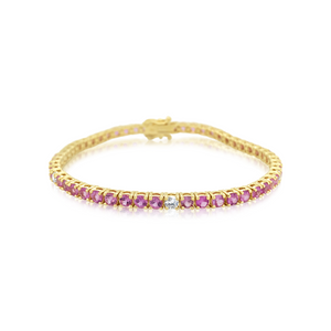 Diamond and Pink Sapphire Tennis Bracelet