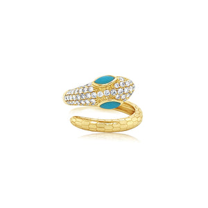 Diamond and Turquoise Ring - Doves by Doron Paloma