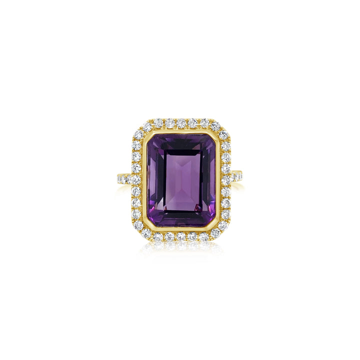 Diamond Ring With Purple Amethyst Center - Doves by Doron Paloma