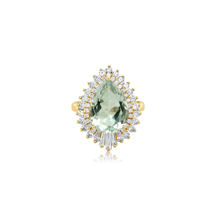 Pear-Shape Green Amethyst and Diamond Ring - Doves by Doron Paloma