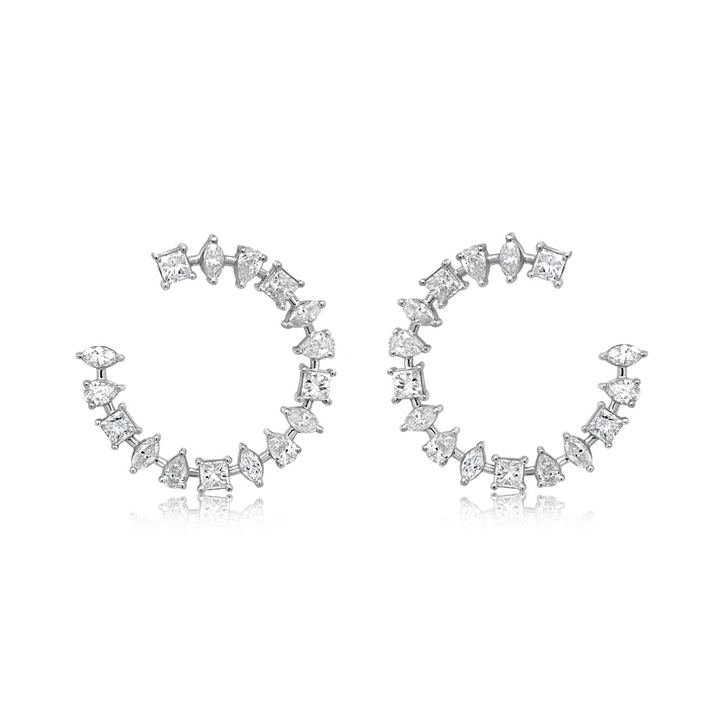 Multi Shape Diamond Open Circlet Earrings
