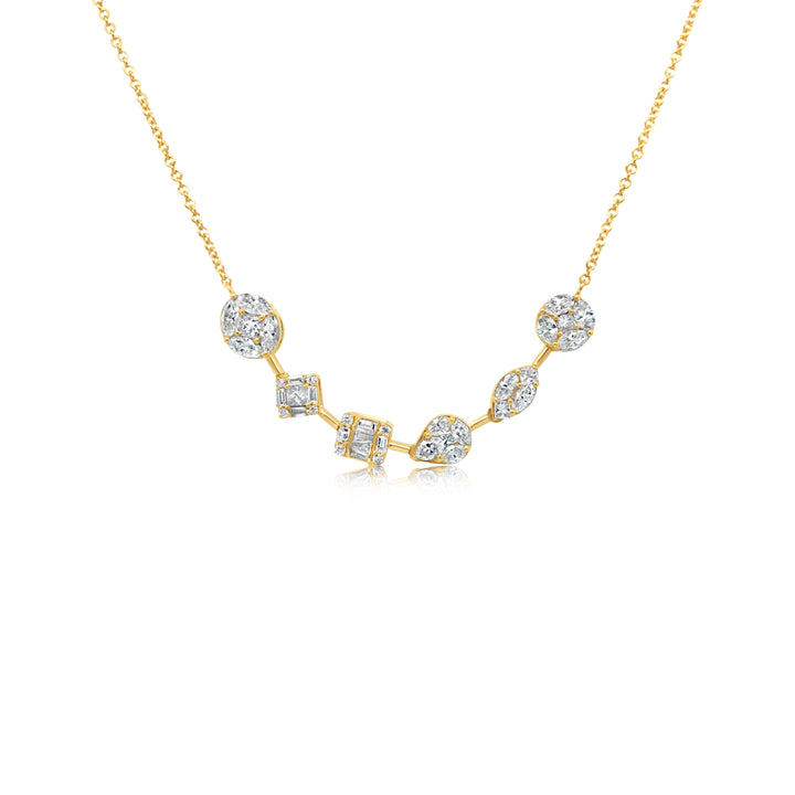 Multi Shape Diamond Illusion Bar Necklace