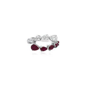 Pear Shape Diamond and Ruby Ring
