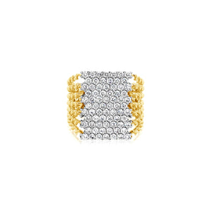 Square Front Wide Pavé Diamond Ring