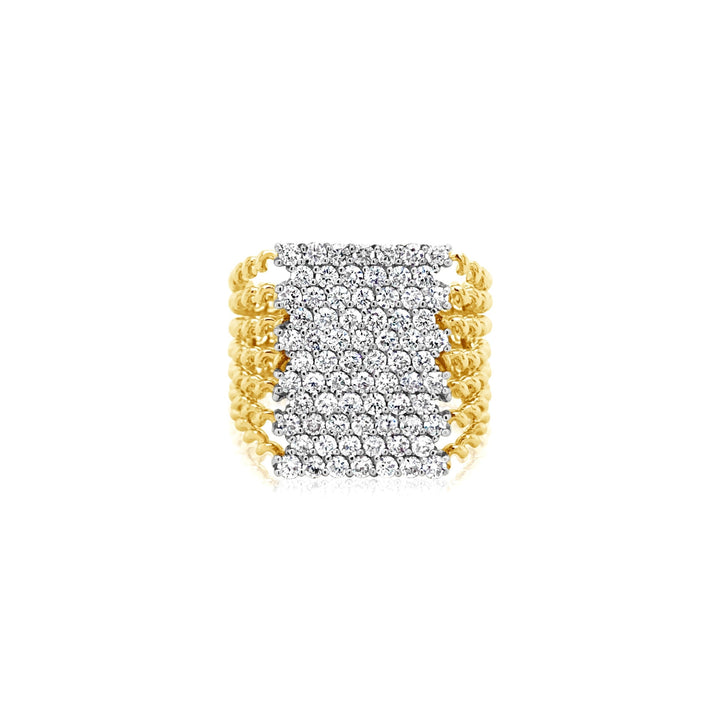 Square Front Wide Pavé Diamond Ring