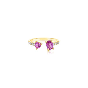 Open Front Heart and Oval Pink Sapphire and Diamond Ring