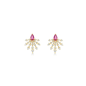 Diamond and Pear Shape Pink Sapphire Earrings