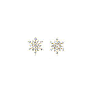Yellow Gold Diamond Snowflake Studs