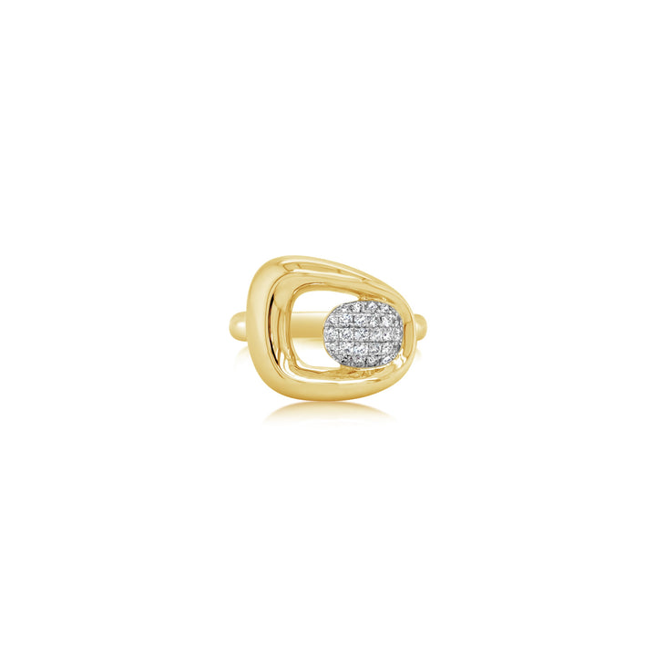 Yellow Gold Ring With Floating Diamond Center